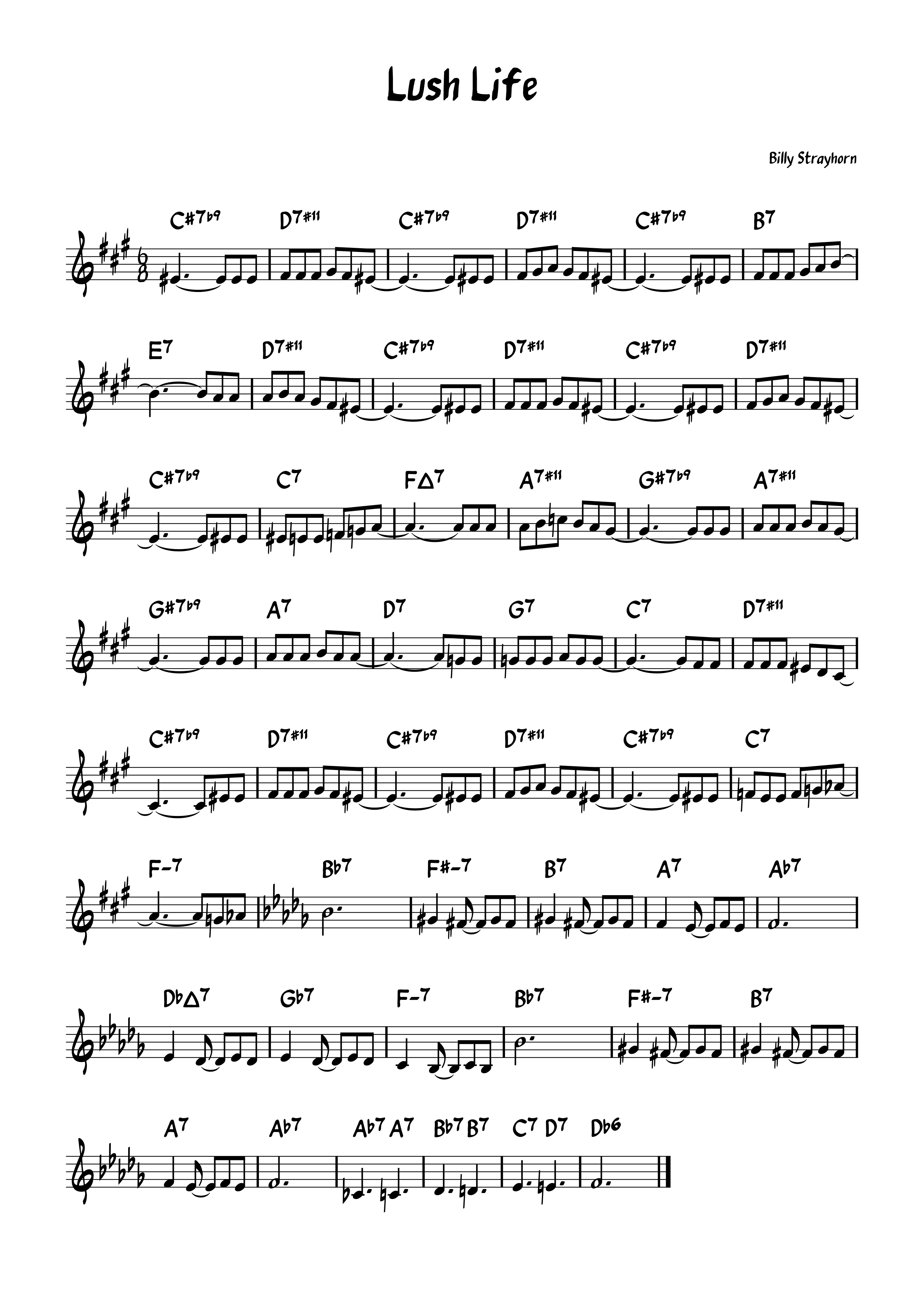 Partitura de Lush Life de Billy Strayhorn